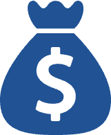 Icon representing money bag with dollar sign.