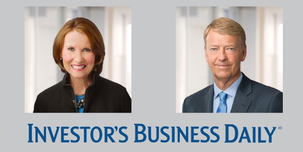 Photo of Mary Ellen Stanek and Warren Pierson with the words Investor's Business Daily