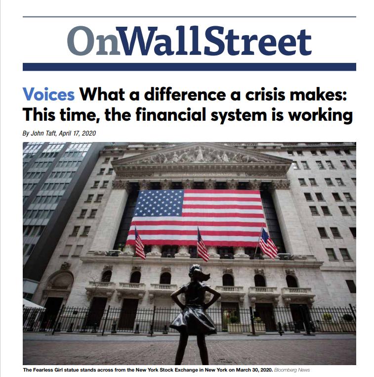 Over of OnWallStreet publication showing the front of the New York Stock Exchange.