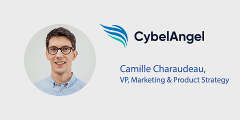 Headshot for Camille Charaudeau and CybelAngel logo