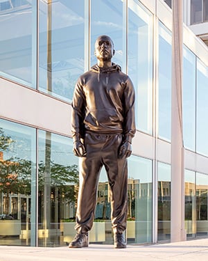 Photograph of Thomas J. Price sculpture outside of US Bank Building in Downtown Milwaukee