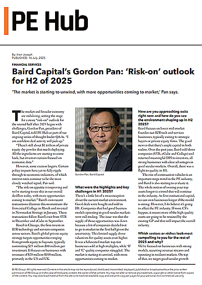 Baird Capital President Gordon Pan Talks wtih PE Hub