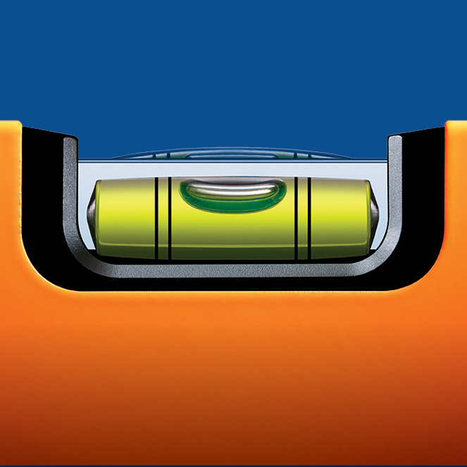 Closeup of a bubble level