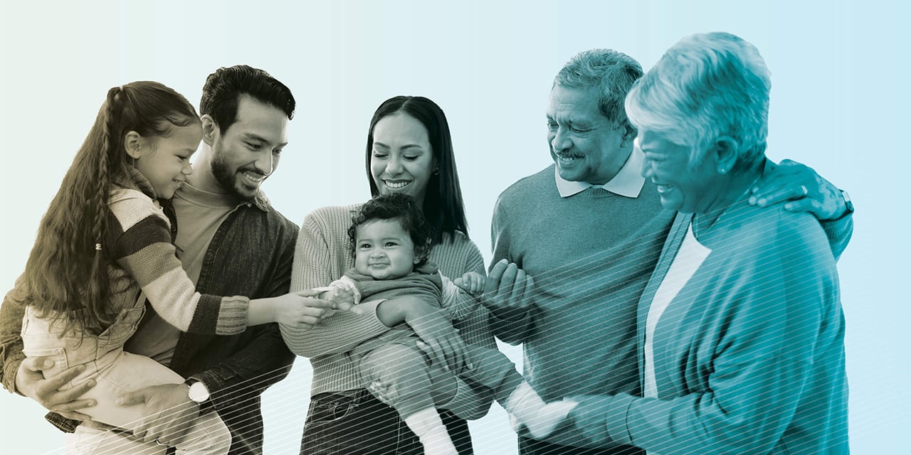 a happy multi-generational family