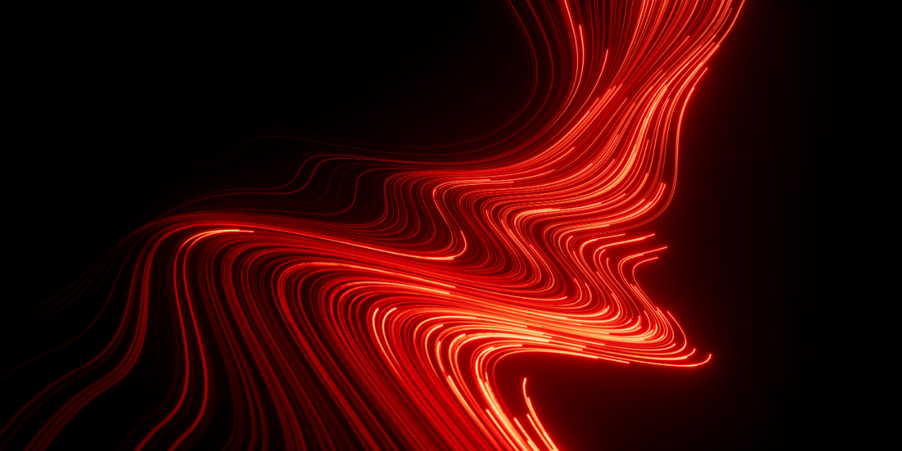 Abstract red laser streaks on black background