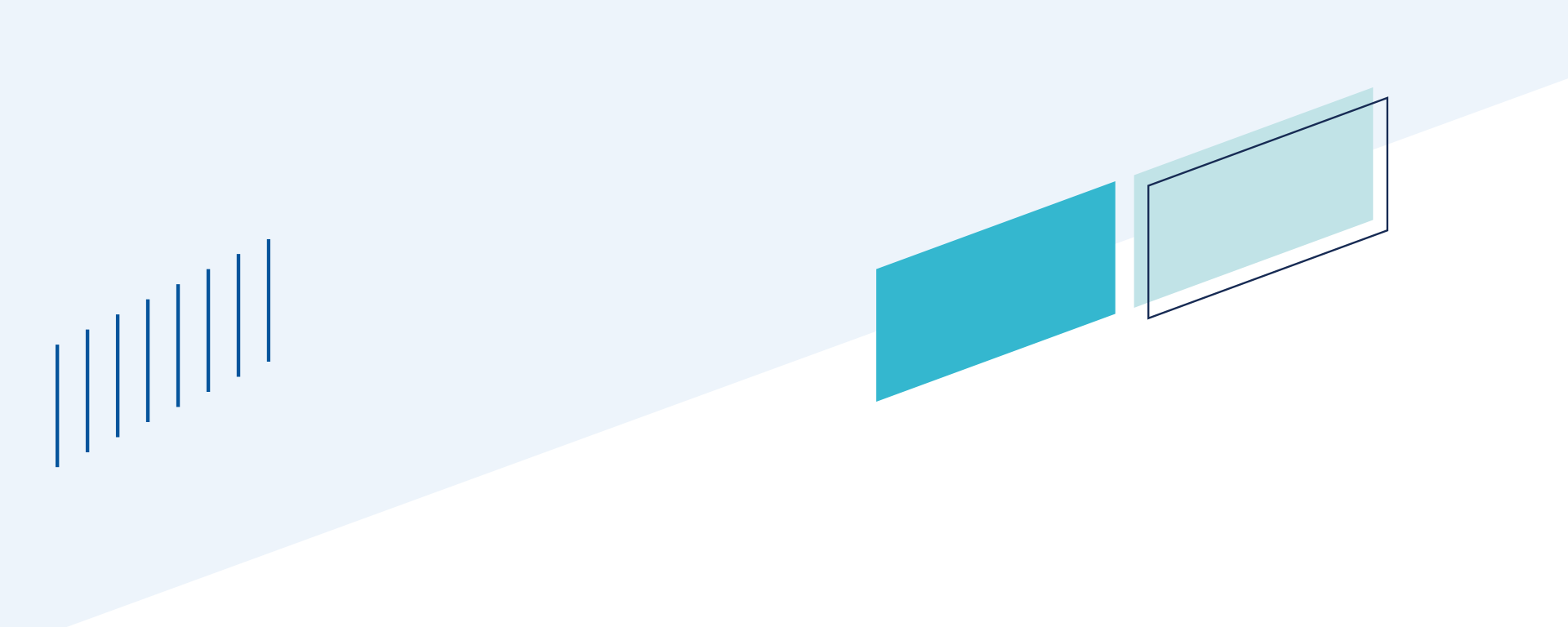 light blue background with three parallelograms in the shape of the Baird logo