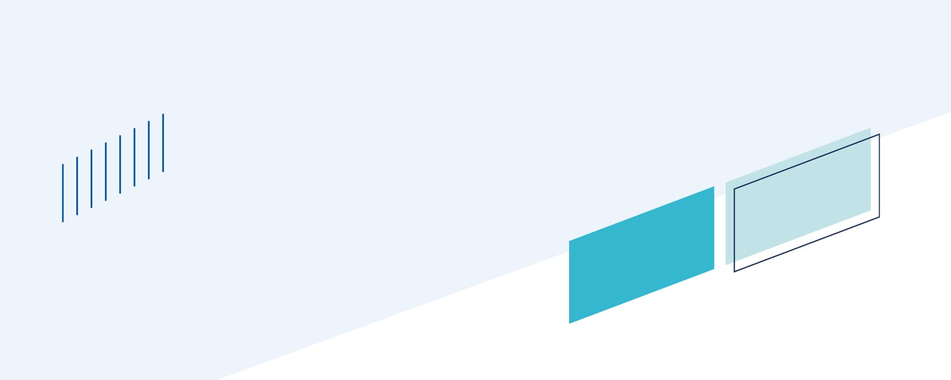 Blue background with four stylized parallelograms