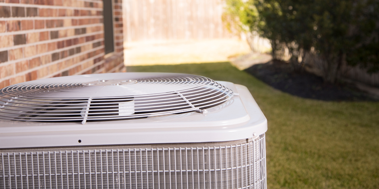 Closeup image of a residential HVAC unit.
