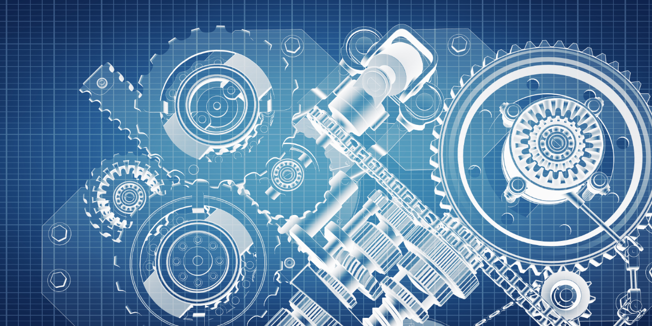 Blueprint of a mechanical device.