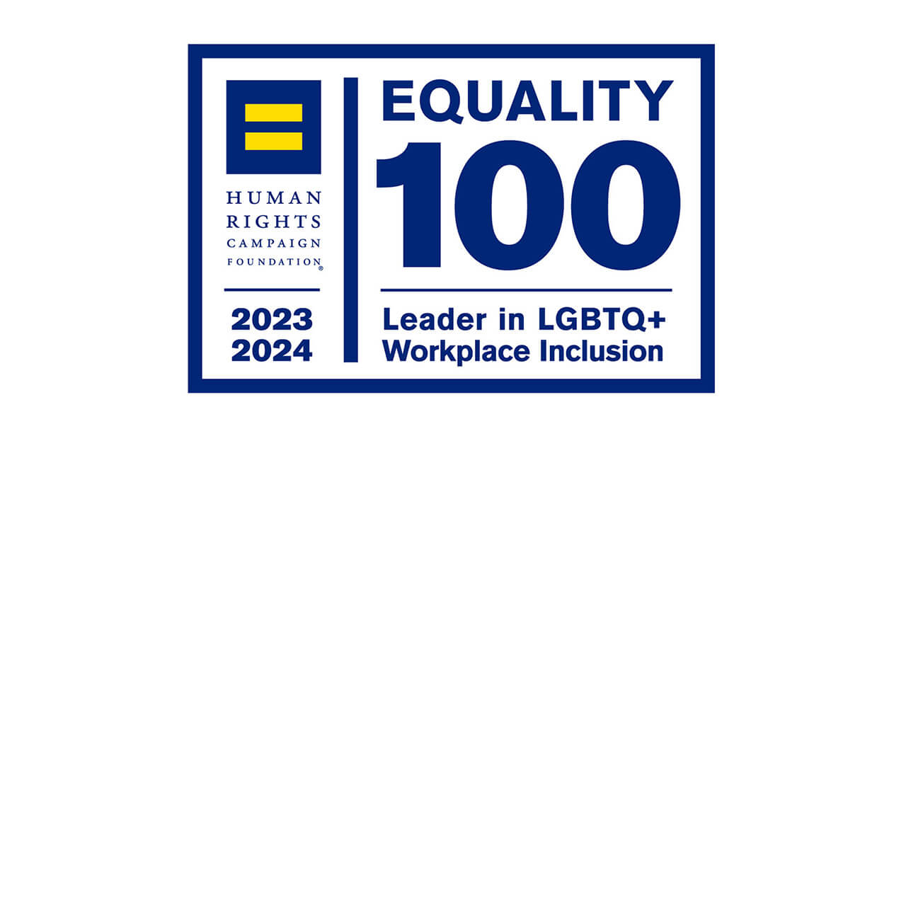 2023-2024 Human Rights Campaign Foundation - Leader in LGBTQ+ Workplace Inclusion Logo
