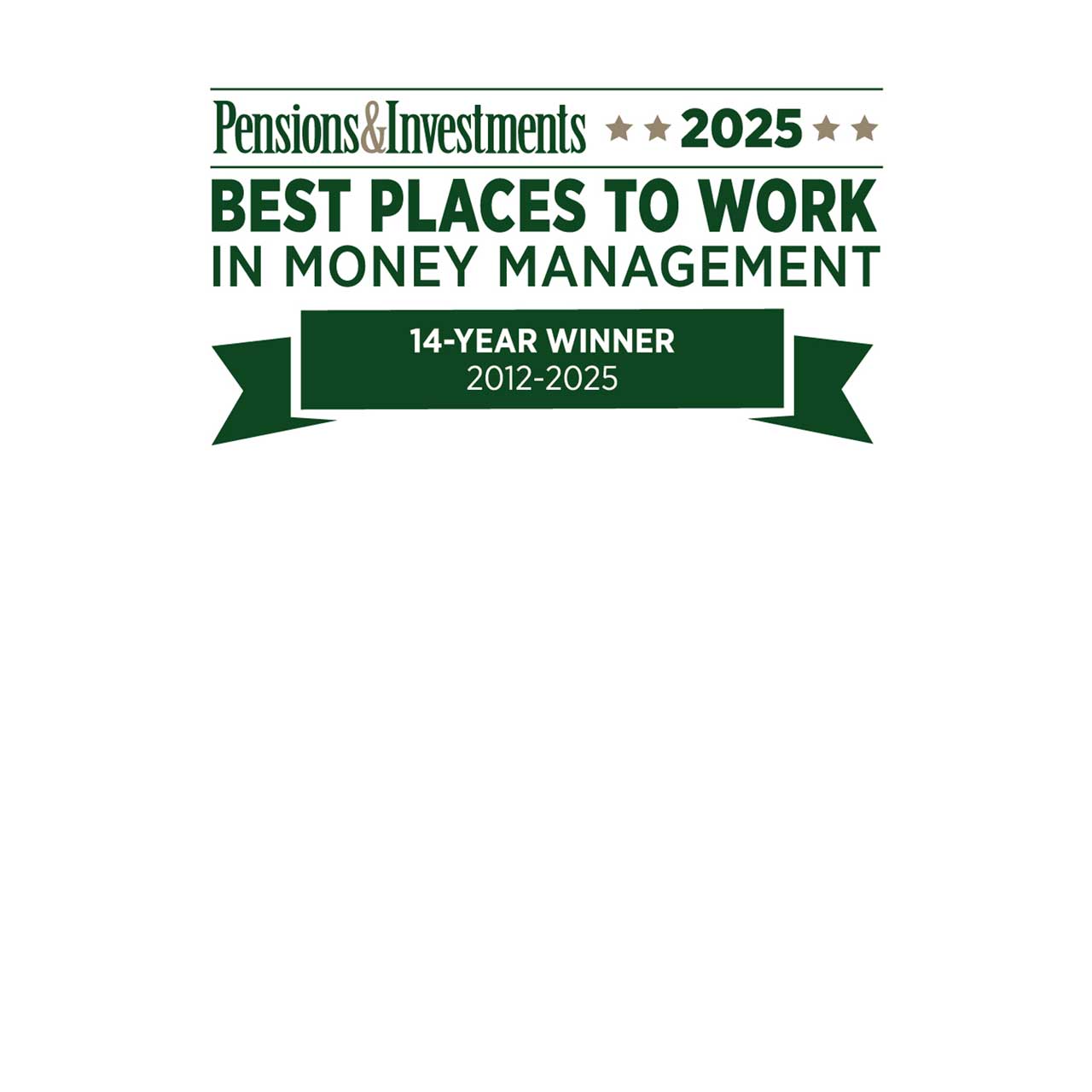 Pensions & Investments 2025 Best Places To Work In Money Management Logo