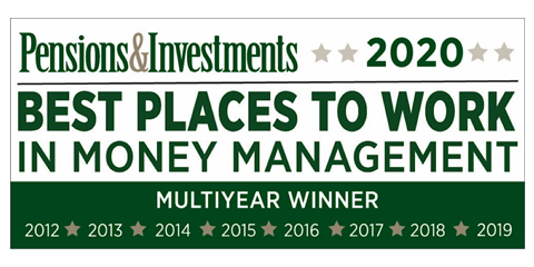 Pensions & Investments 2020 Best Places to Work in Money Management logo.