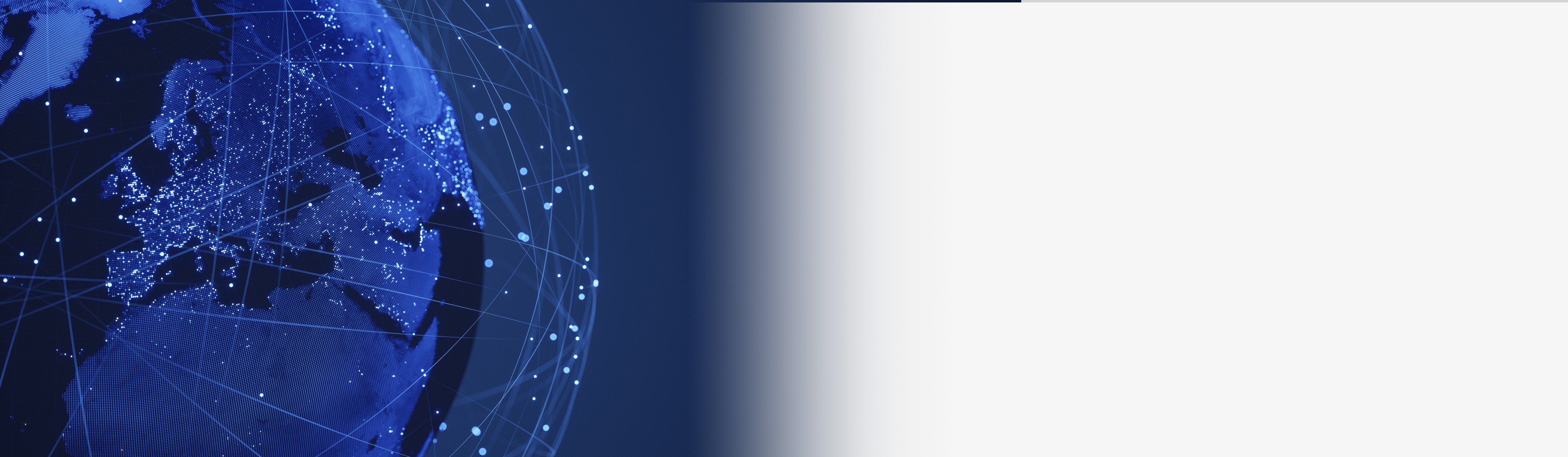 digital globe showing Europe with connected network lines on a dark blue background