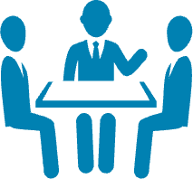 Icon image of three people sitting at a table