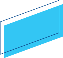 Outline of a dark blue parallelogram over a solid cyan parallelogram mirroring the shape of the Baird logo