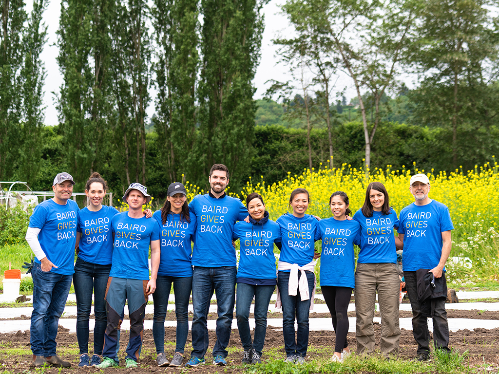 Seattle Baird Associates volunteering in a community garden during Baird Gives Back week