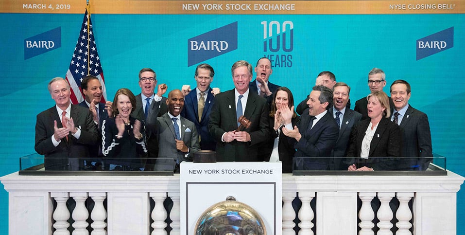 Baird Executive Committee ringing the closing bell on the New York Stock Exchange.