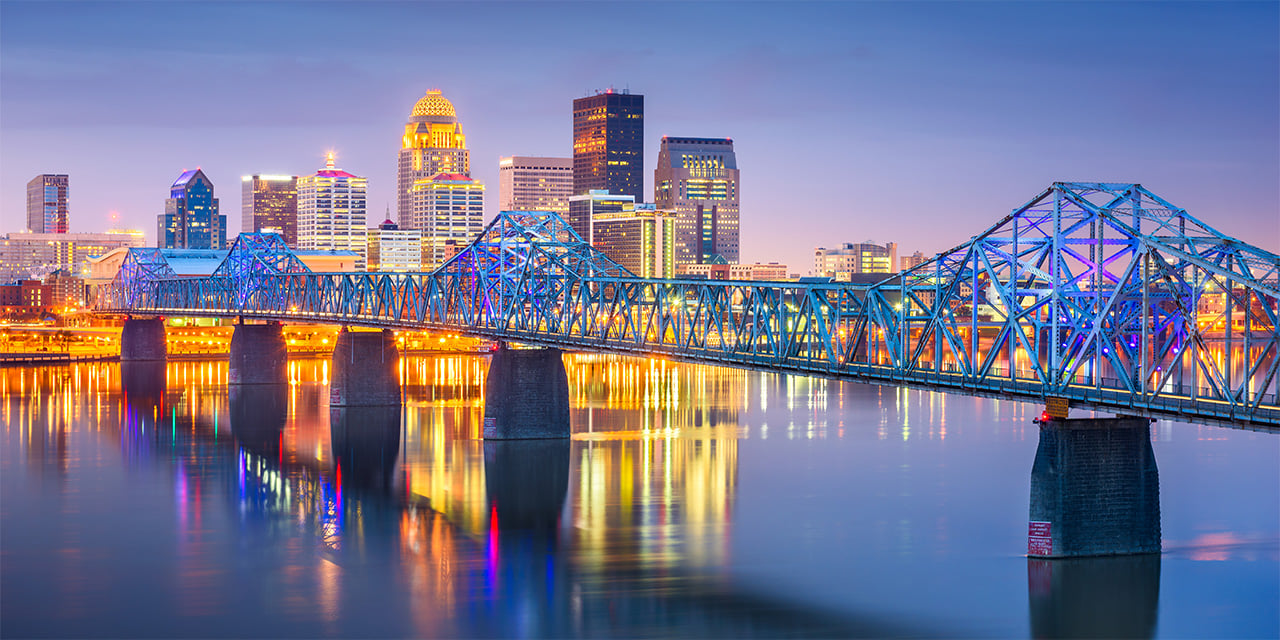 The Louisville skyline as seen from the Ohio River