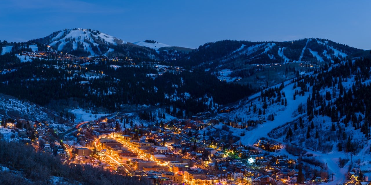 Park City arial view at night