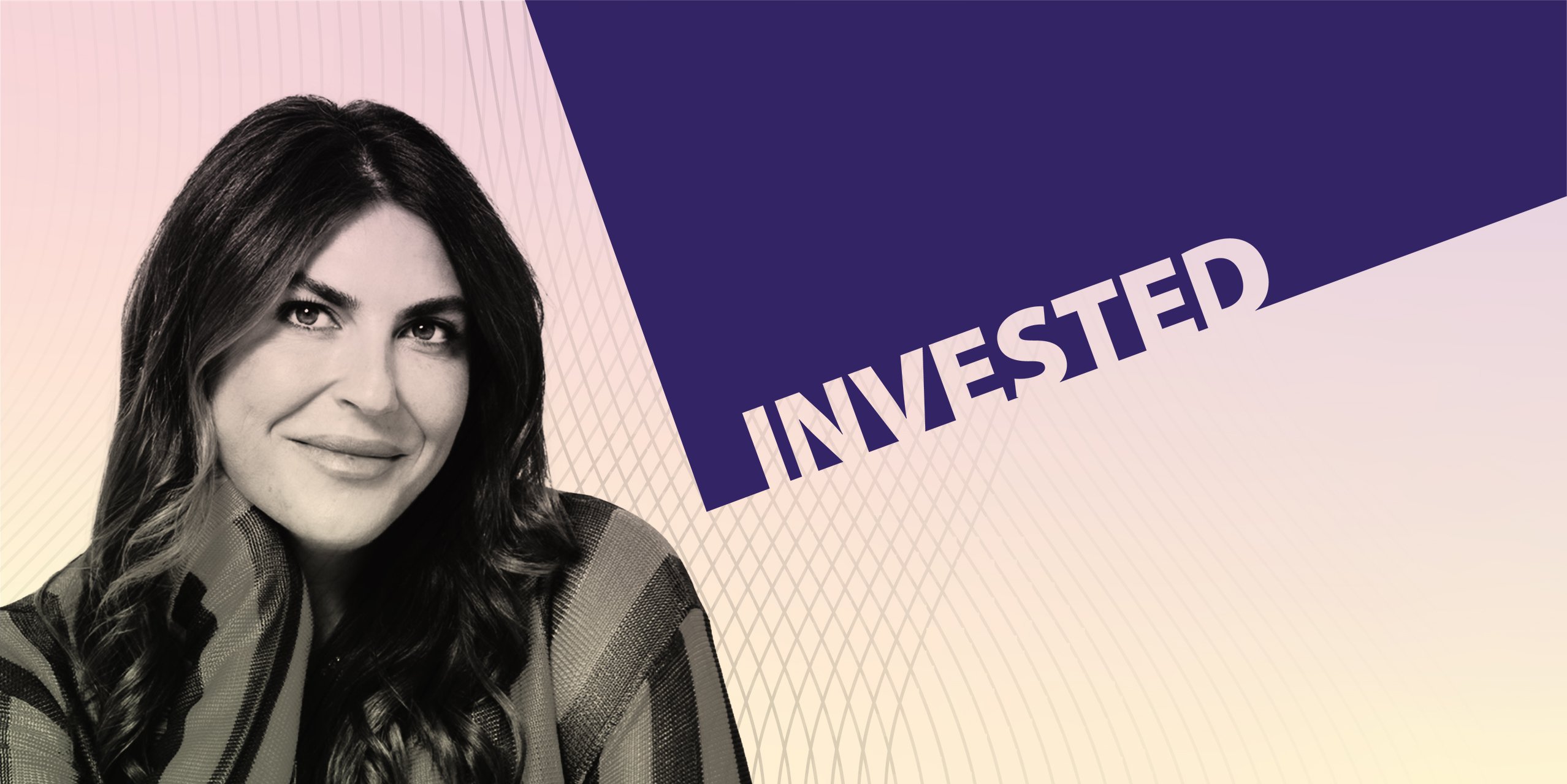 Katie Sturino headshot next to the Invested podcast logo