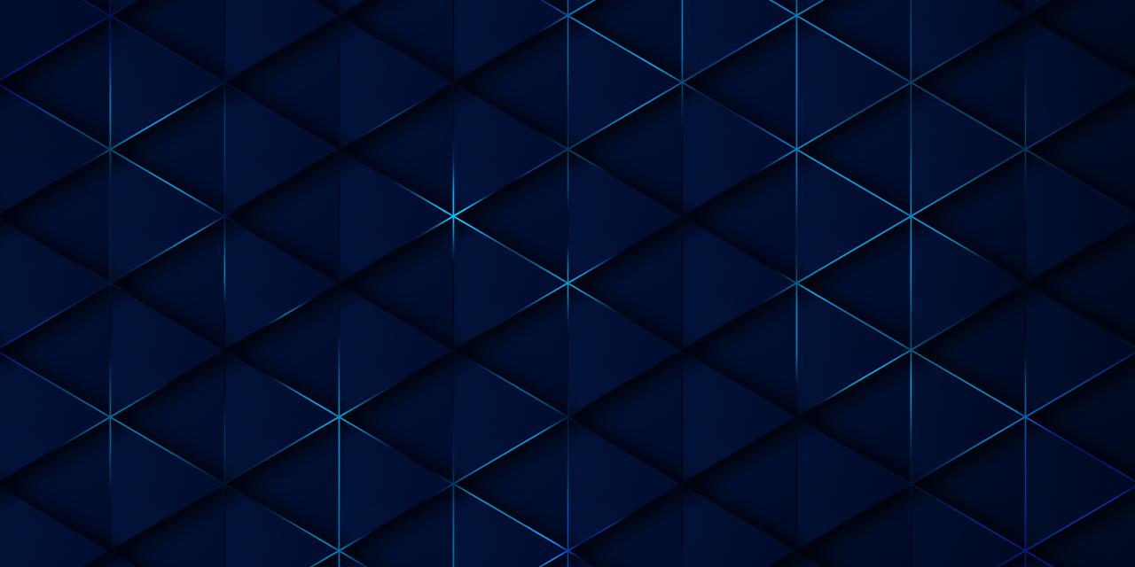 Dark geometric pattern of layered diamond shapes with subtle blue highlights and glowing intersecting lines.