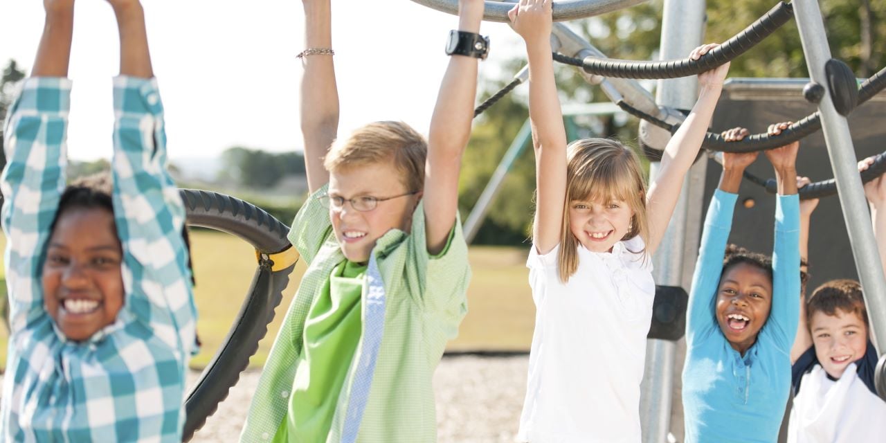 Children on monkey bars on a playground