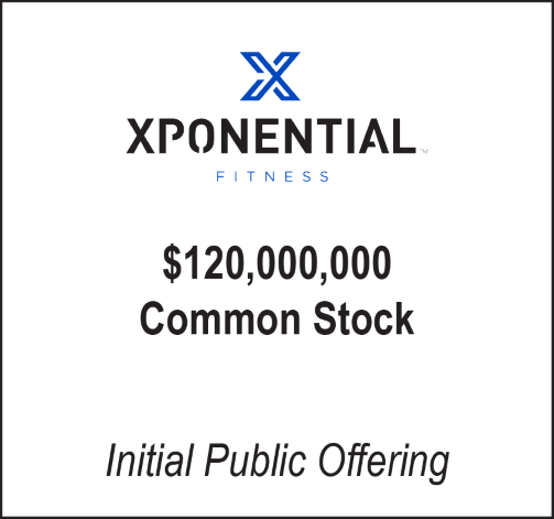 Xponential Fitess IPO Tombstone