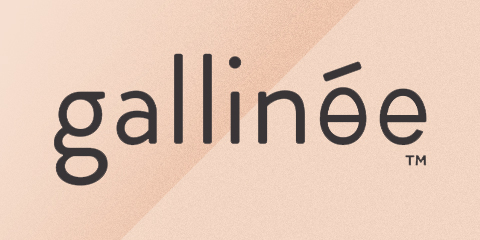 Gallinee text on peach background