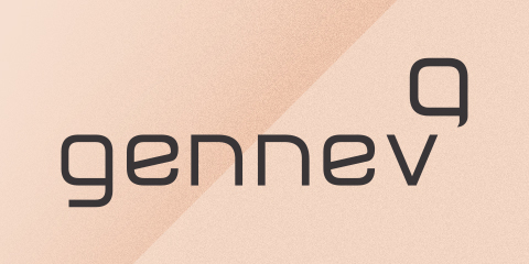 gennev text and logo on peach background