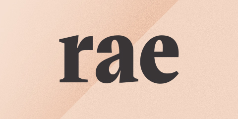 rae logo on a tan background.