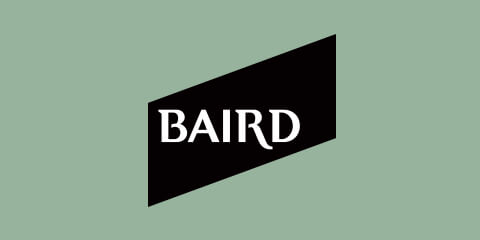 Baird logo against a green background