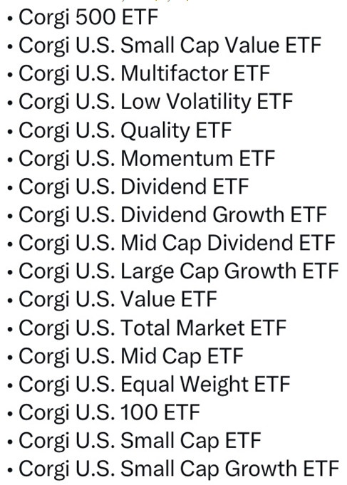 Listing of 17 New Core Factor Equity ETFs from Corgi