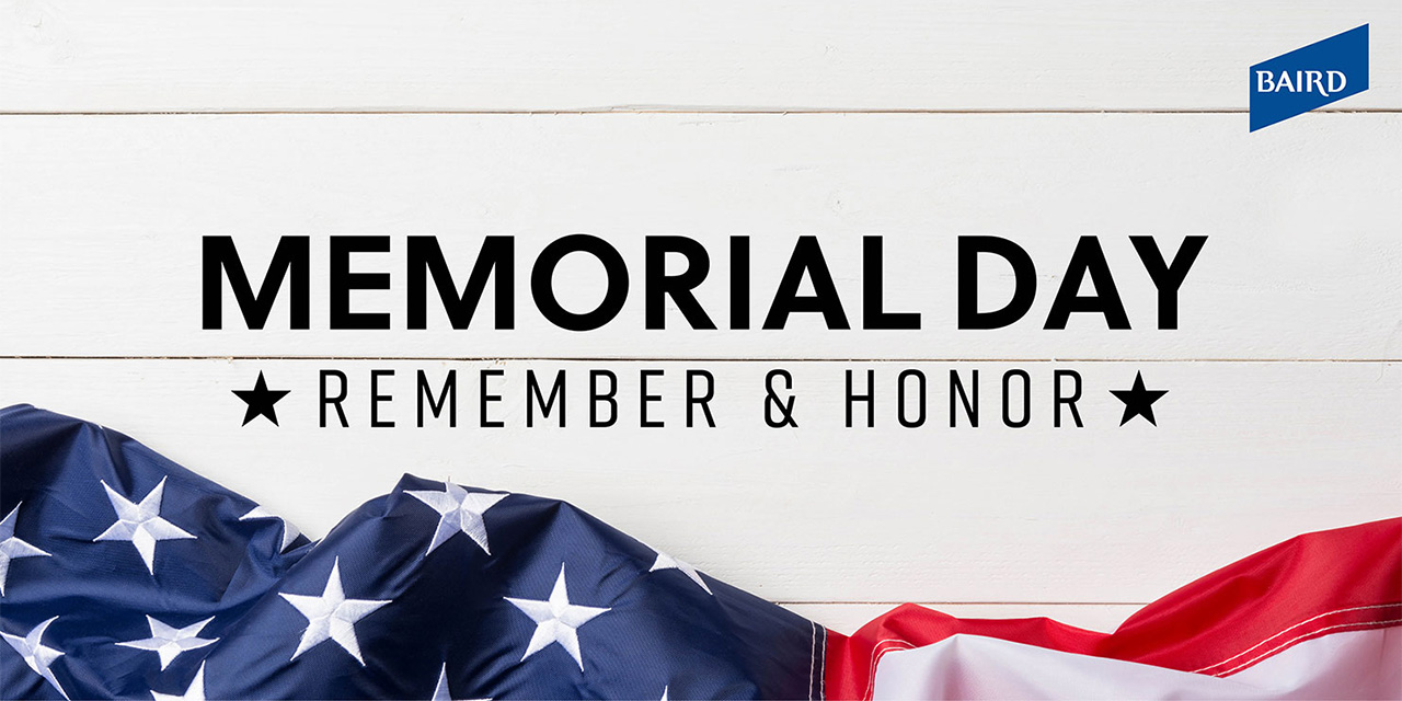 Graphic with the words, "Memorial Day: Remember & Honor" and an American flag along the bottom